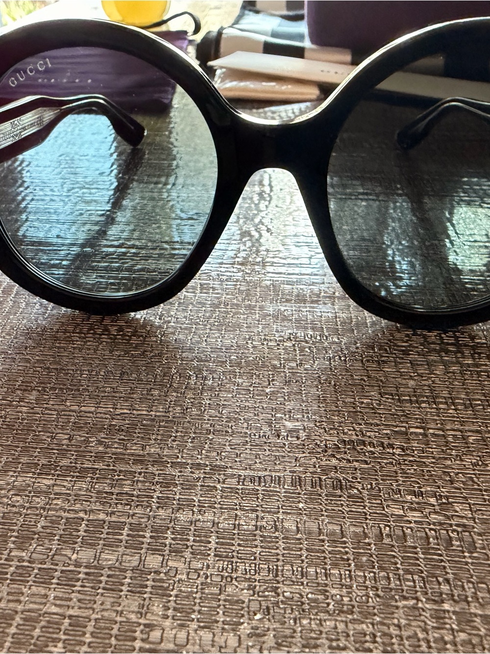 Gucci Oversized Round Black Sunglasses with Dark Lenses